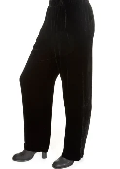 'Dennie' Black Silk Velvet Trousers