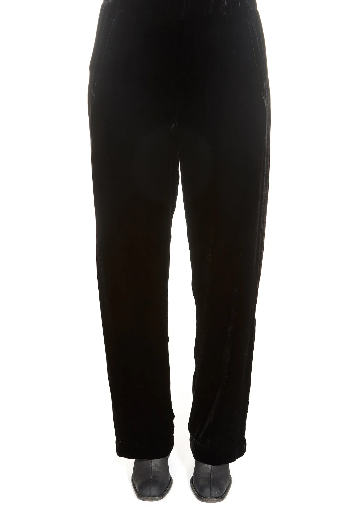 'Dennie' Black Silk Velvet Trousers
