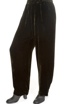 'Dennie' Green Silk Velvet Trousers