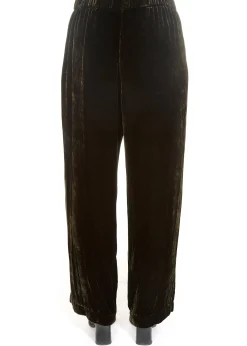 'Dennie' Green Silk Velvet Trousers