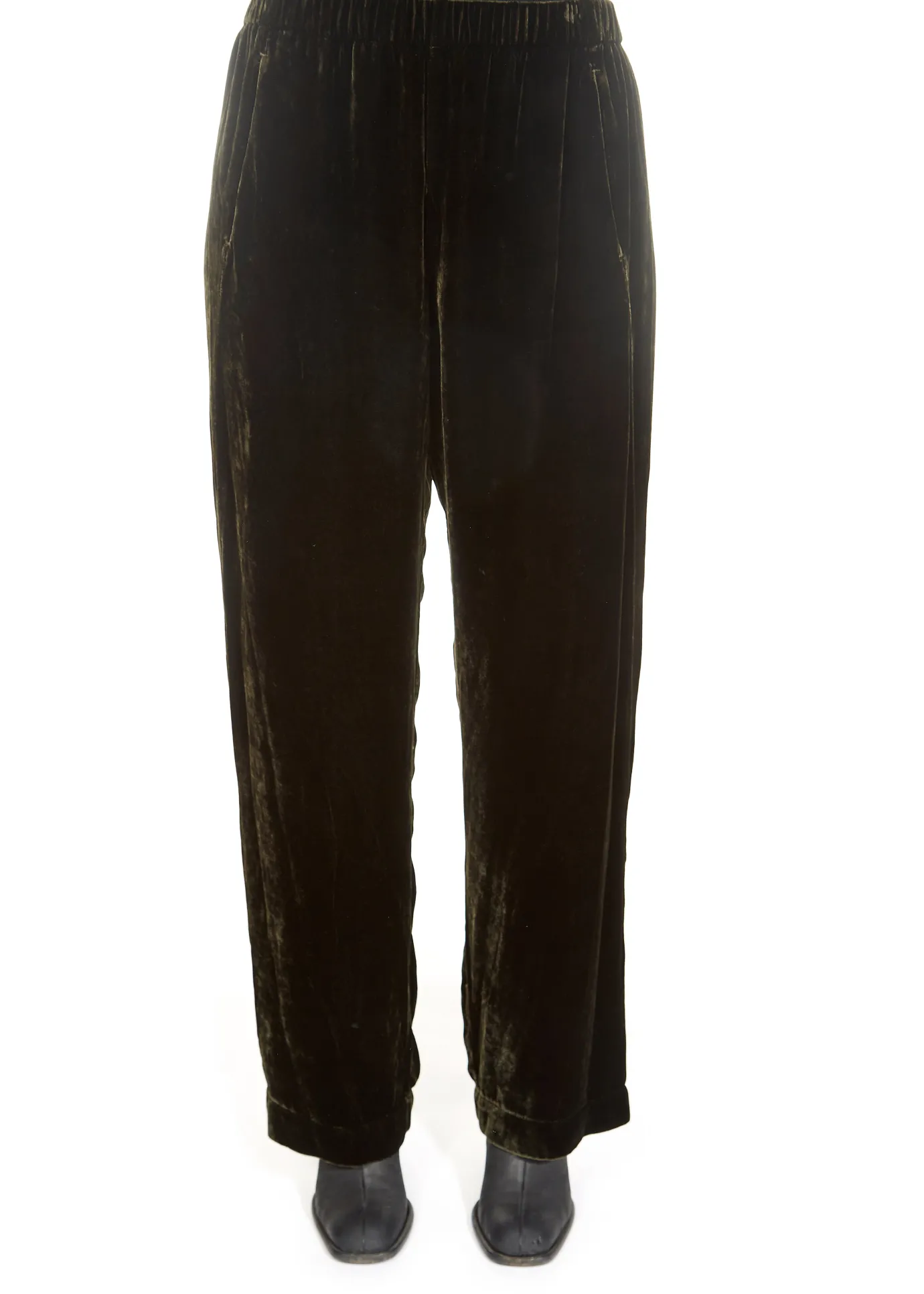 'Dennie' Green Silk Velvet Trousers