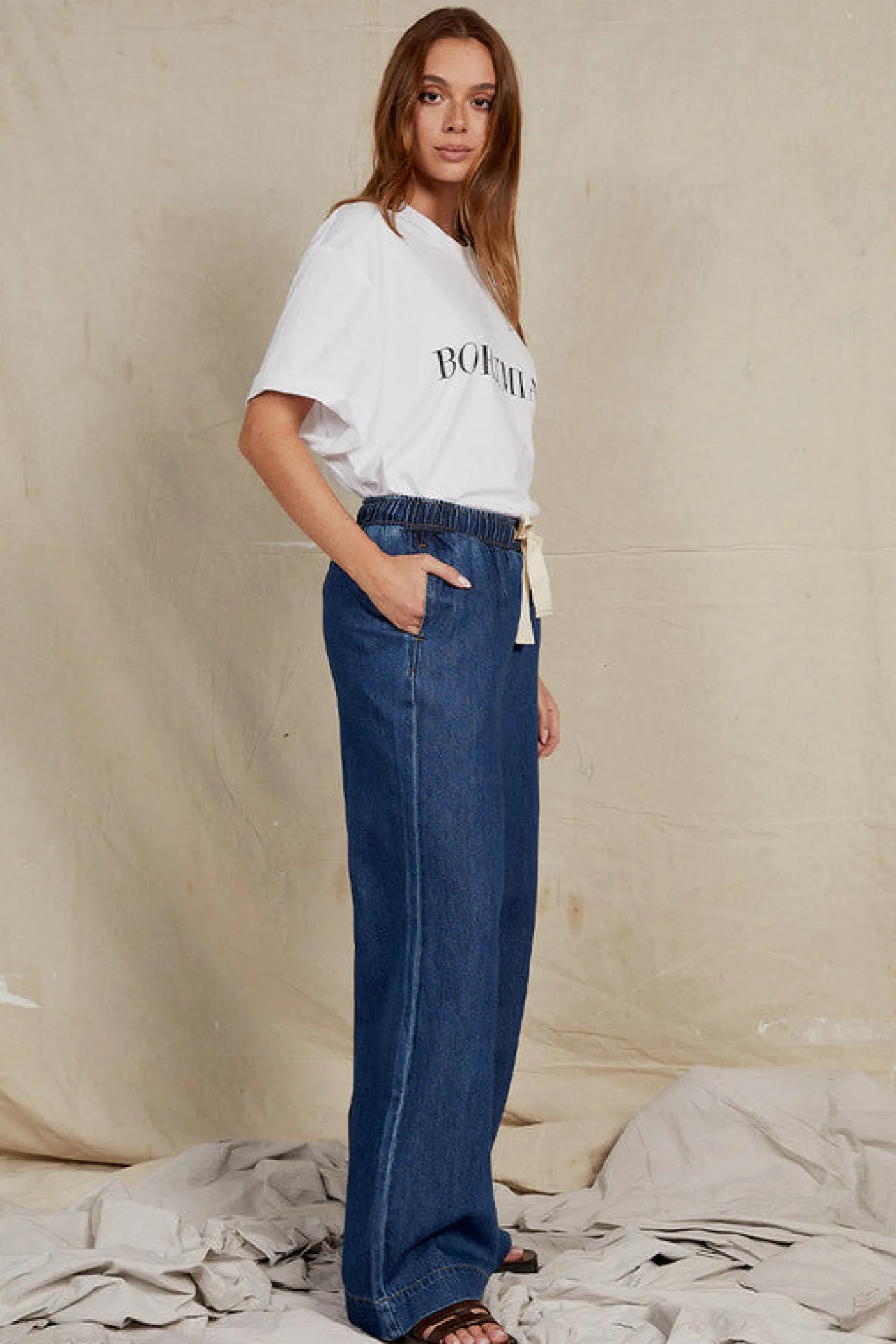 Elastic Waist Denim Pant