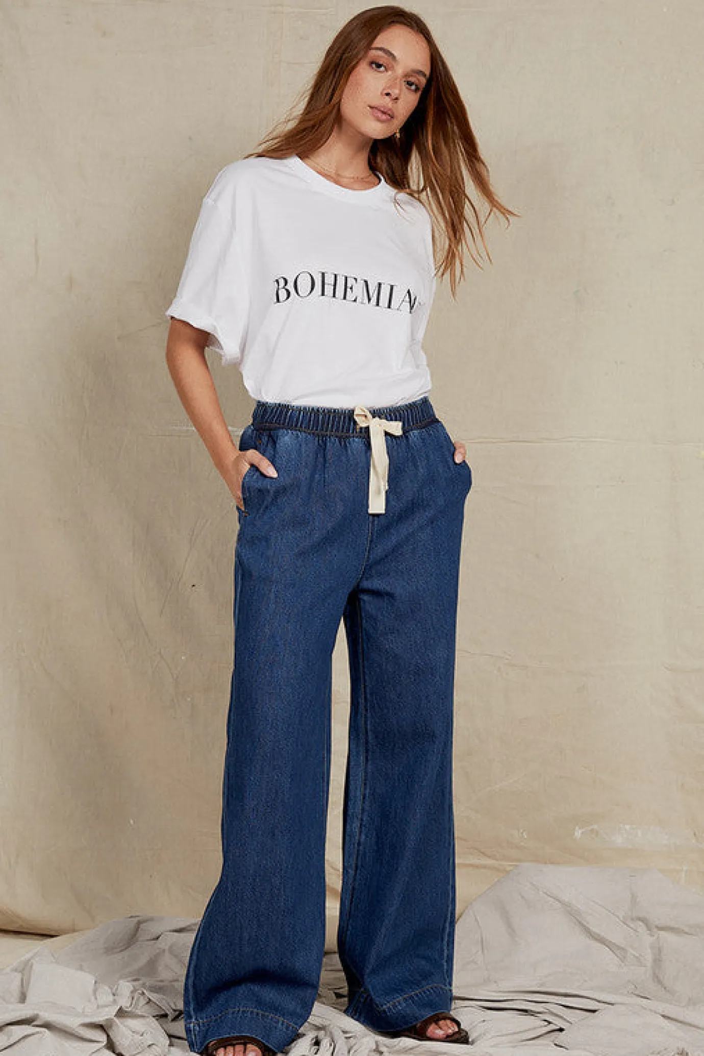 Elastic Waist Denim Pant