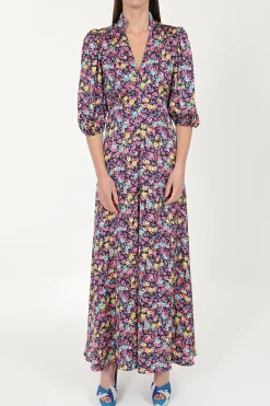 Elena Maxi Dress in Navy Ditsy