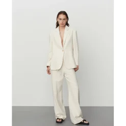Emile Cream Textured Single Breasted Blazer