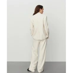 Emile Cream Textured Single Breasted Blazer