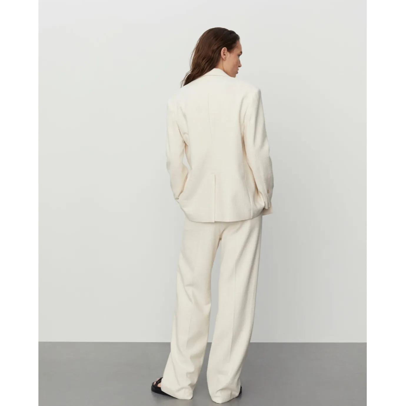 Emile Cream Textured Single Breasted Blazer