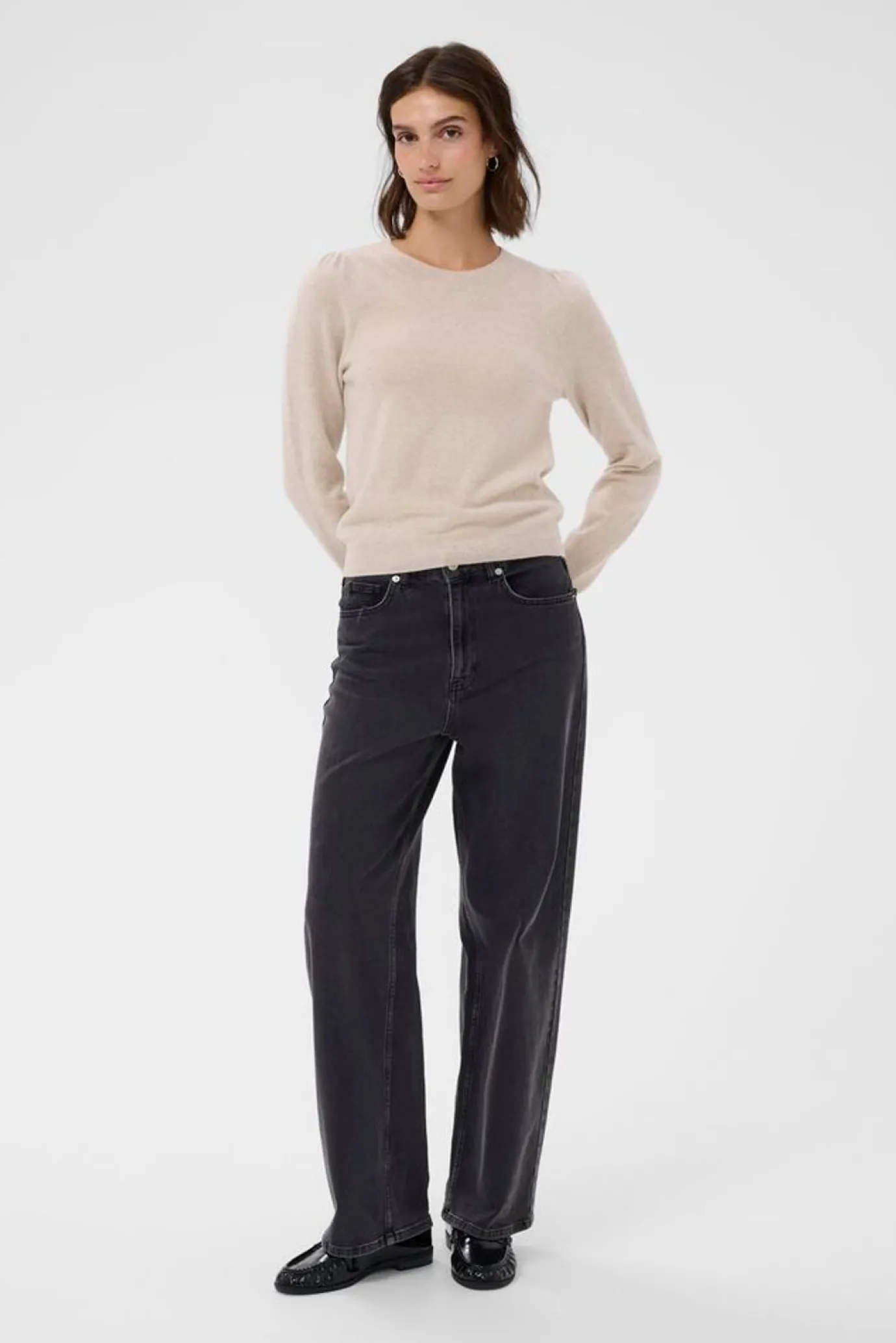 Evina Puff Shoulder Cashmere Sweater