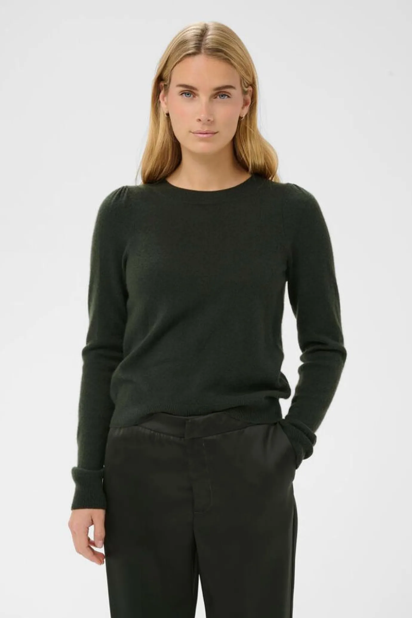 Evina Puff Shoulder Cashmere Sweater