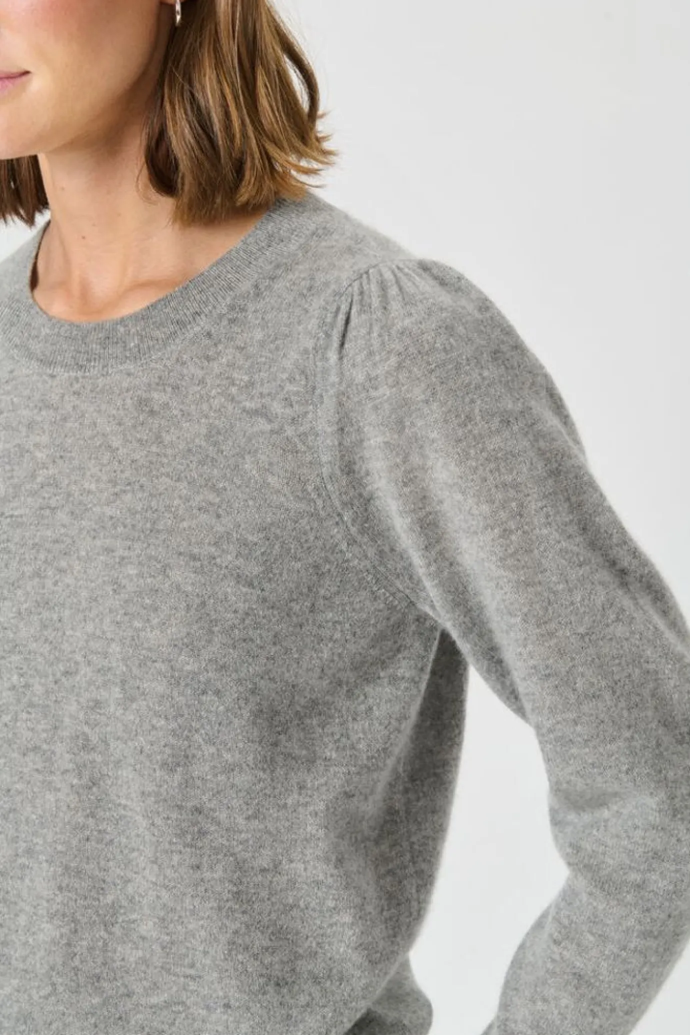Evina Puff Shoulder Cashmere Sweater
