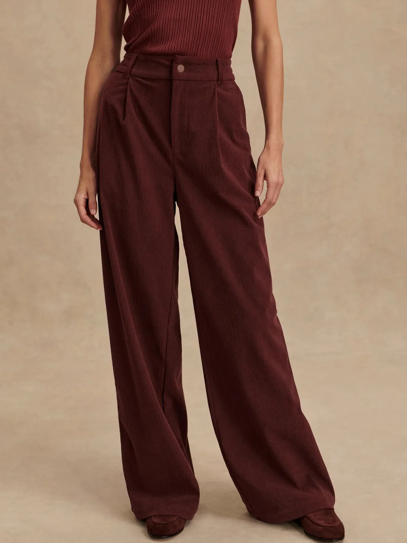 Floris Decadent Chocolate Wide Leg Cord Pant 29.5"