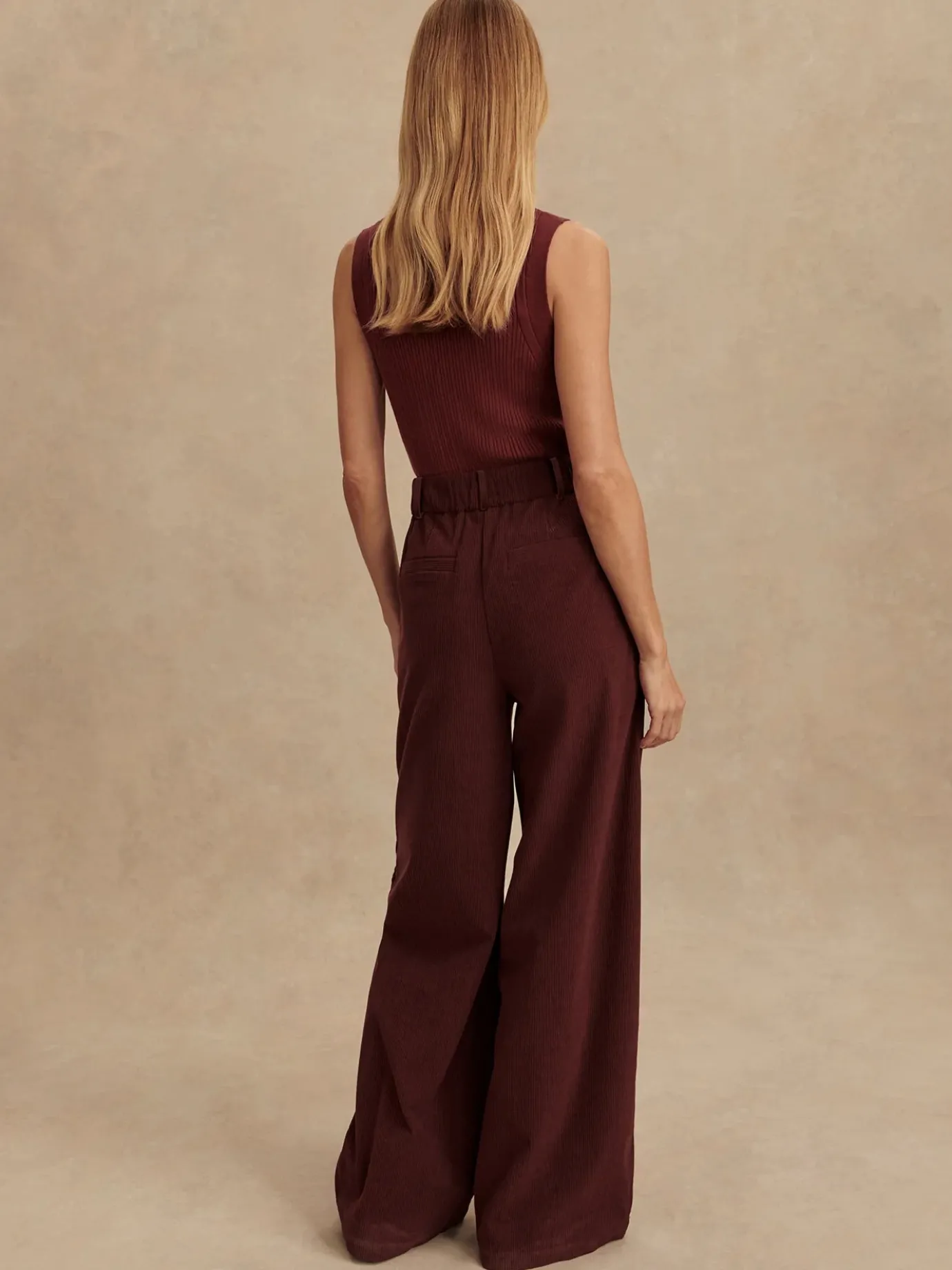 Floris Decadent Chocolate Wide Leg Cord Pant 29.5"