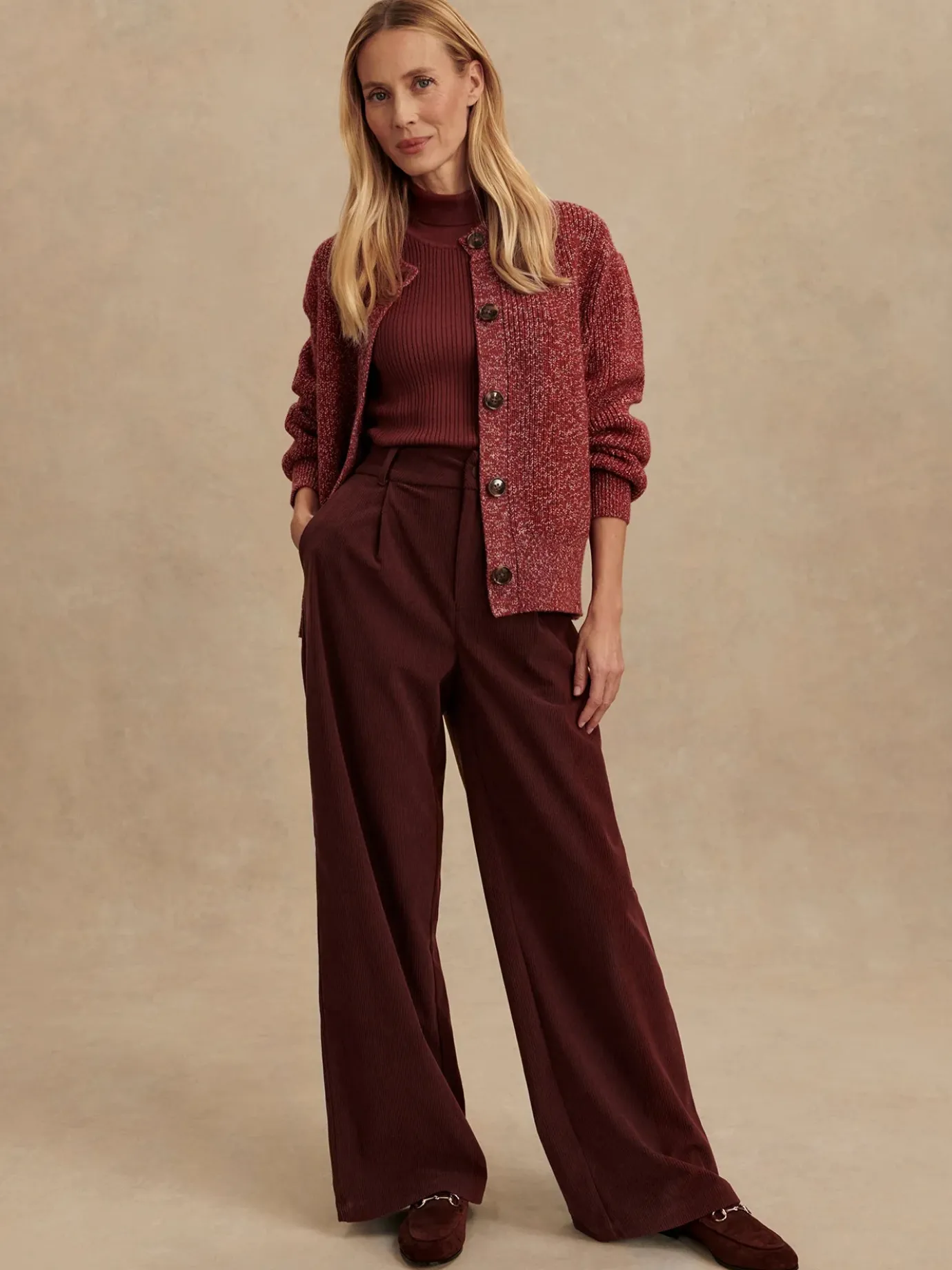 Floris Decadent Chocolate Wide Leg Cord Pant 29.5"