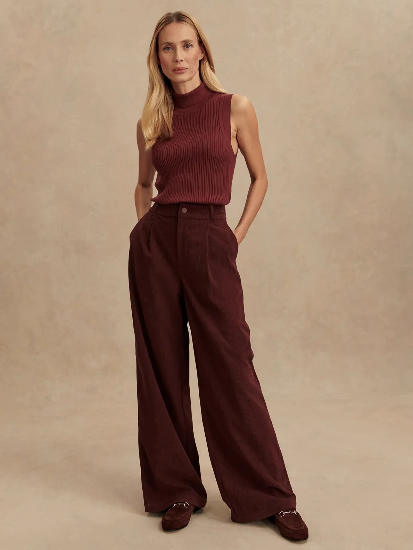 Floris Decadent Chocolate Wide Leg Cord Pant 29.5"