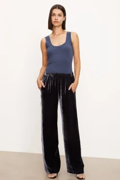 Frida Navy Velvet Pants