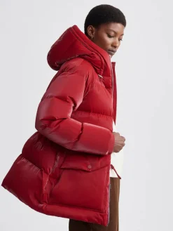 Fullerton Red Dahlia Puffer Coat