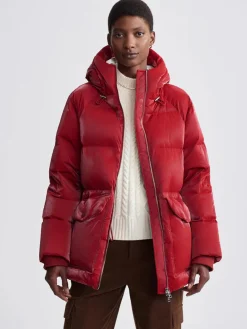 Fullerton Red Dahlia Puffer Coat