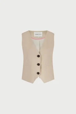 Gigi Latte V Neck Gilet