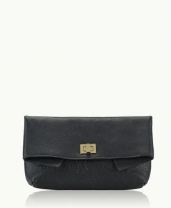 Gigi New York Claire Black Soft Goatskin Clutch