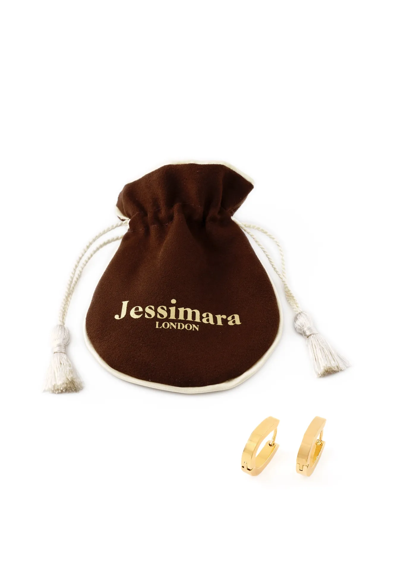 Gold Pear Shape Hoop Earrings