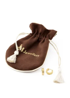 Gold Single Ridge Hoop Earrings