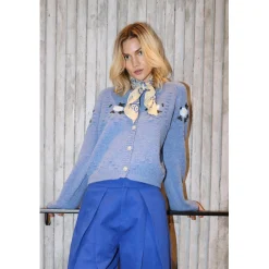 Gracelynn Blue Melange Knit Cardigan