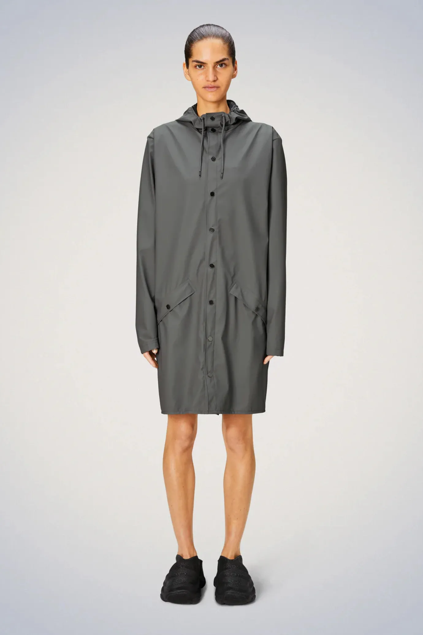 Grey Long Raincoat