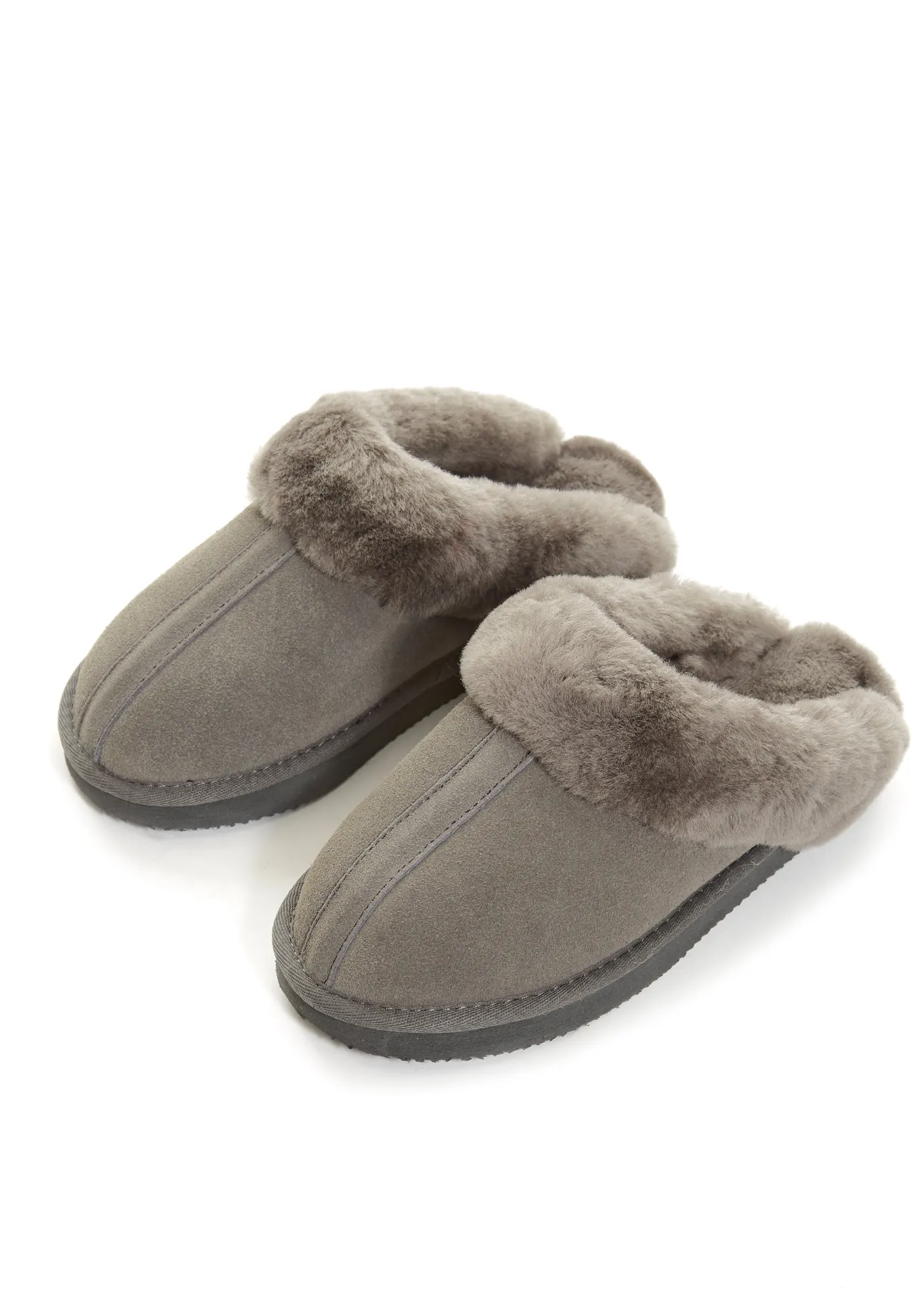 Grey Luxury Sheepskin Wedge Slippers