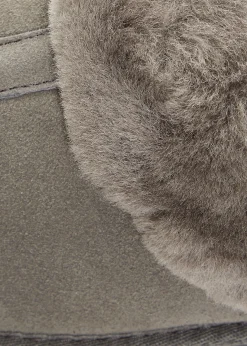 Grey Luxury Sheepskin Wedge Slippers