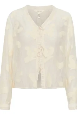 Hellin White Cap Cream V Neck Cahsmere Sweater