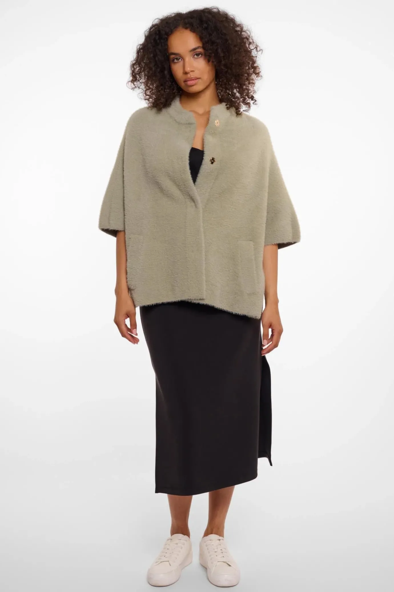 Isra Cape Jacket in Dusty Khaki