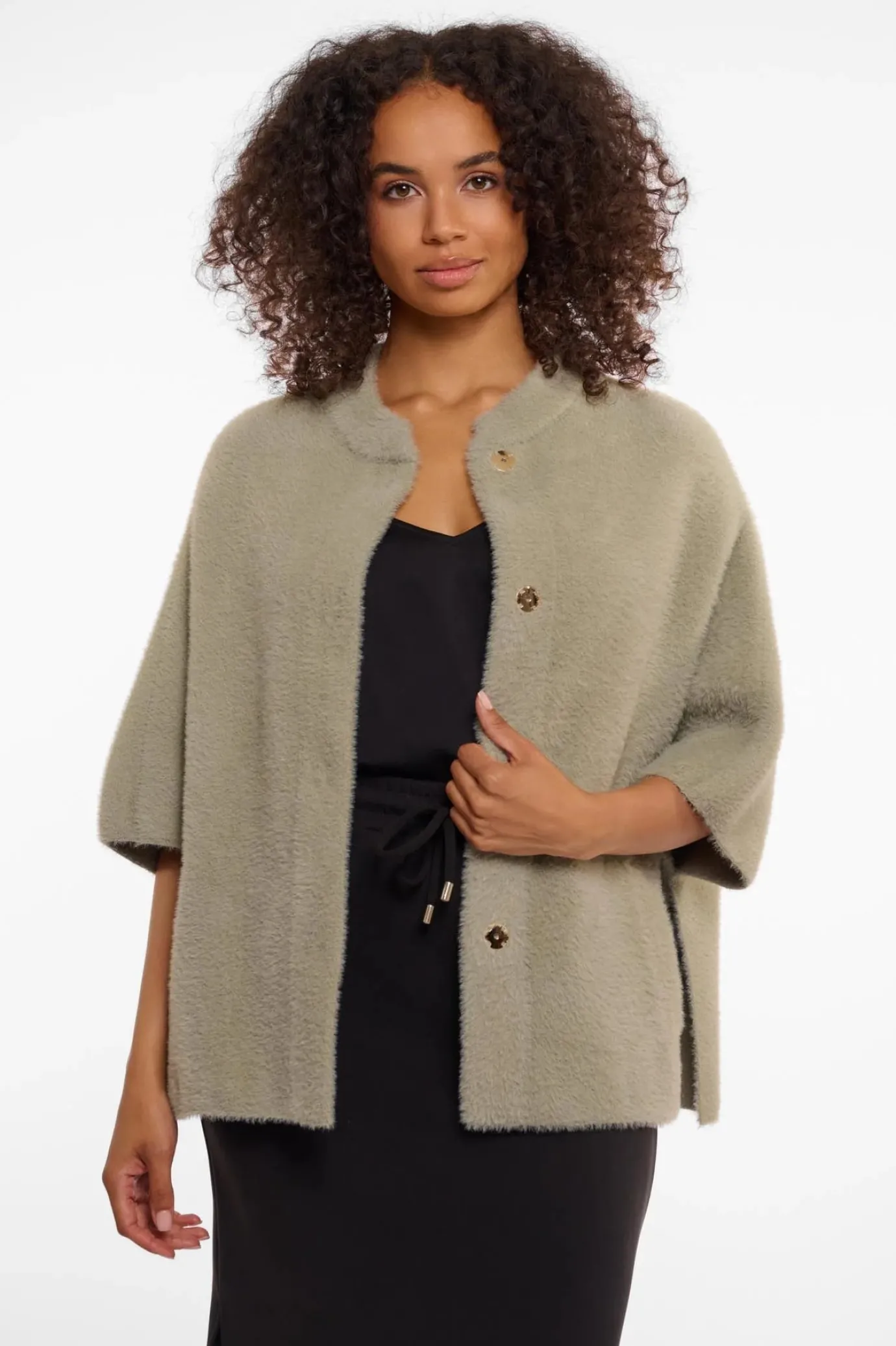 Isra Cape Jacket in Dusty Khaki