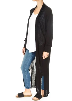 'Jess' Linen Black Maxi Cardigan