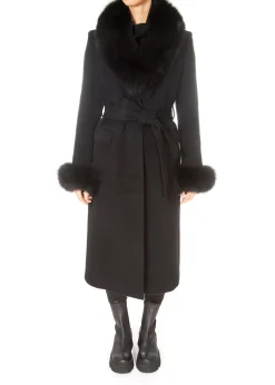 Jessimara Long Wool Blend Coat Black