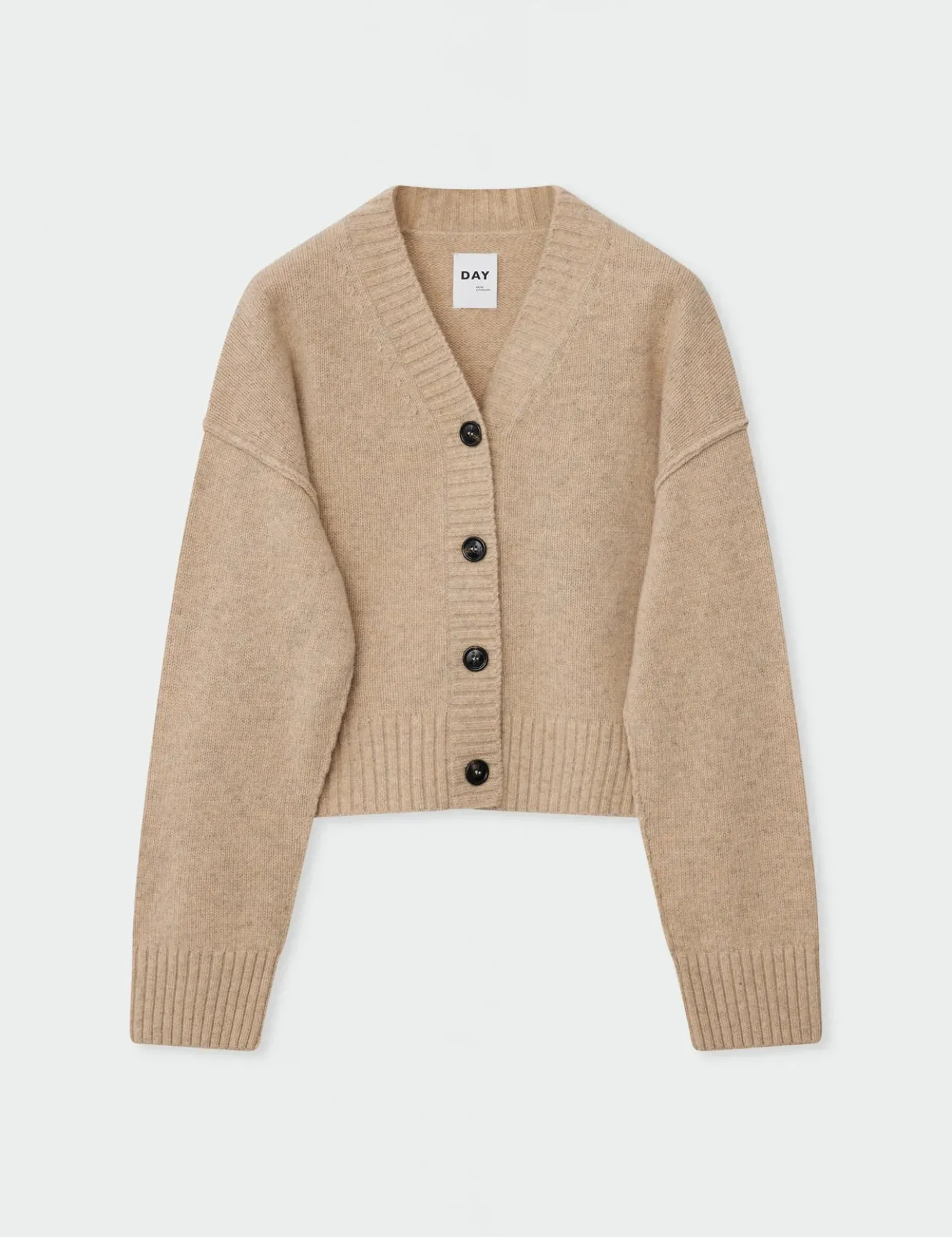 Jordane Almond Melange Wool Cardigan
