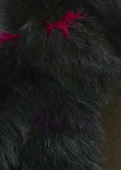 Khaki Open Fox Tube Scarf With Pink Detailing