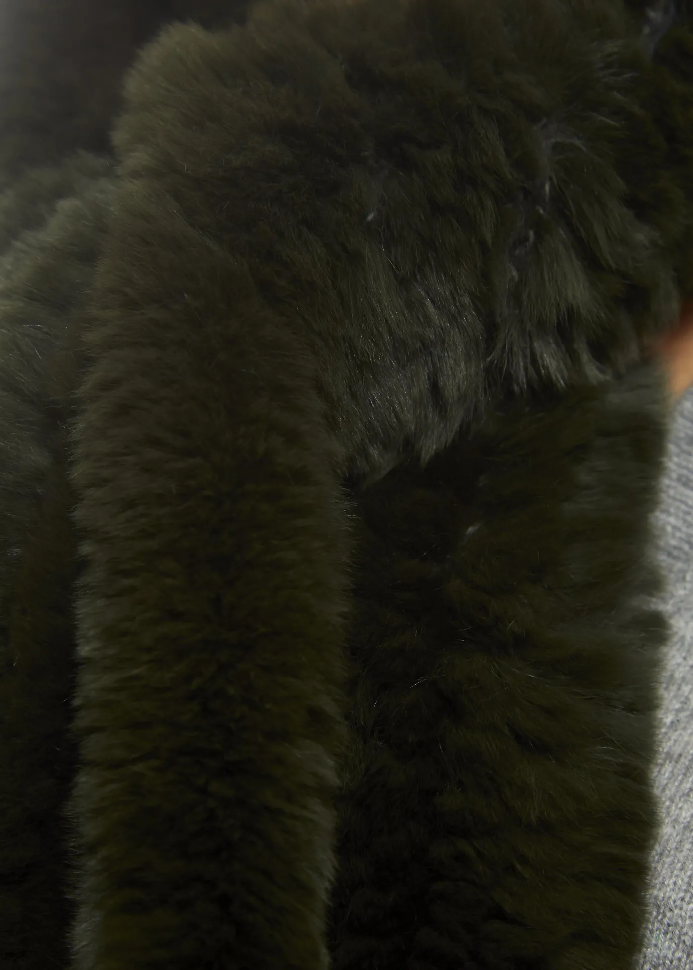 Khaki 'Open' Real Rex Rabbit Fur Scarf