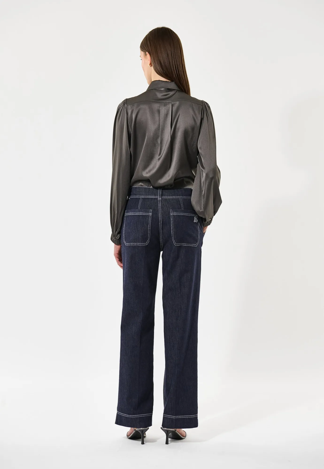 Kikki Anchor Grey Blouse with Bow