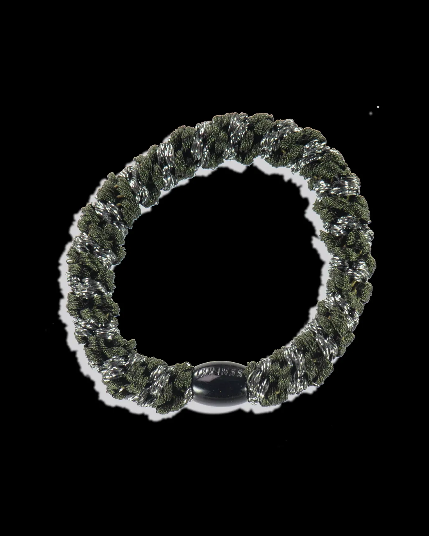 KKNEKKI Hair Tie Bottle Green Dark Grey Glitter