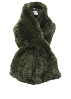 Knitted Rex Rabbit Khaki 'Loop' Luxury Fur Scarf