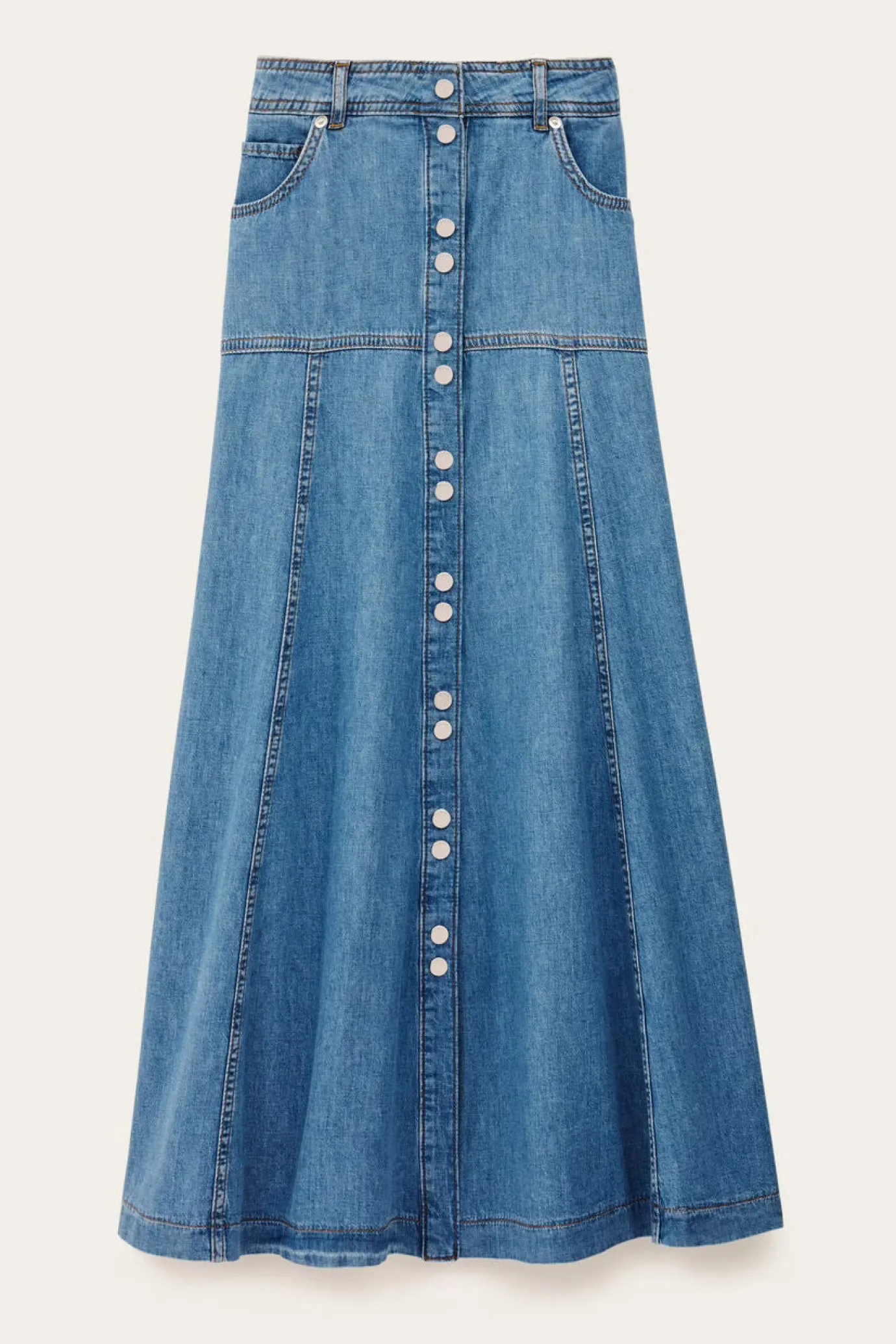 Laddies Long Flared Denim Skirt