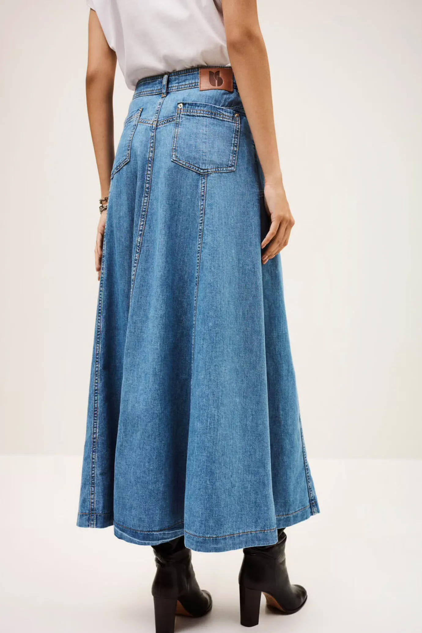 Laddies Long Flared Denim Skirt