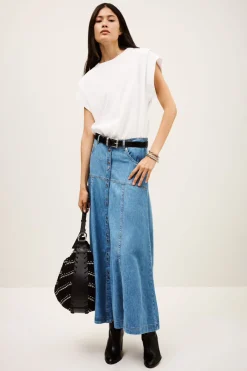 Laddies Long Flared Denim Skirt