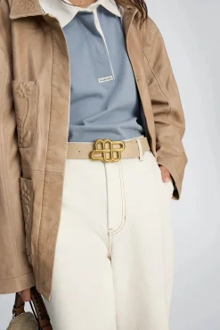 Latter Beige Leather Belt