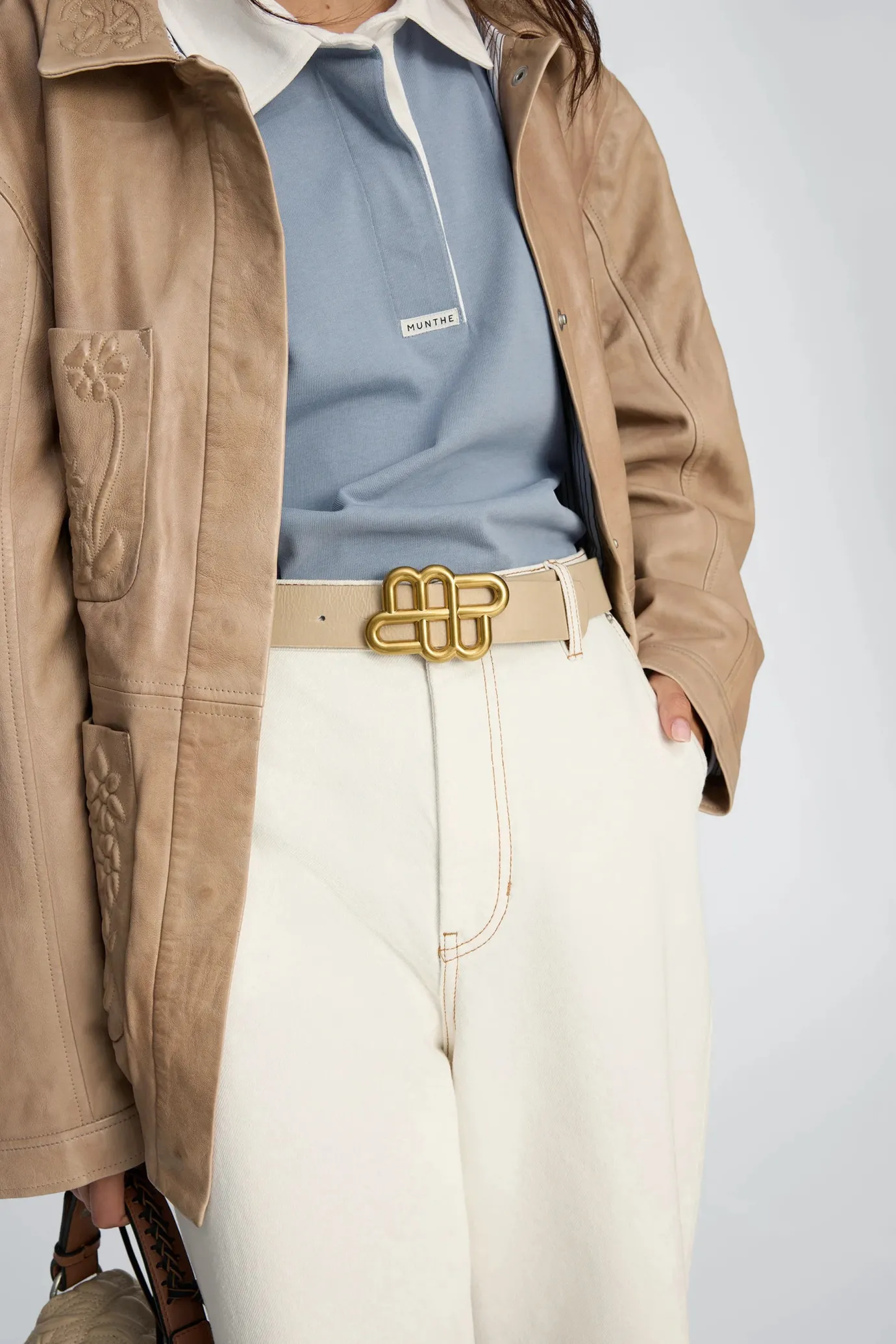 Latter Beige Leather Belt