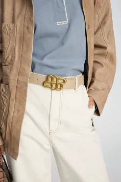 Latter Beige Leather Belt