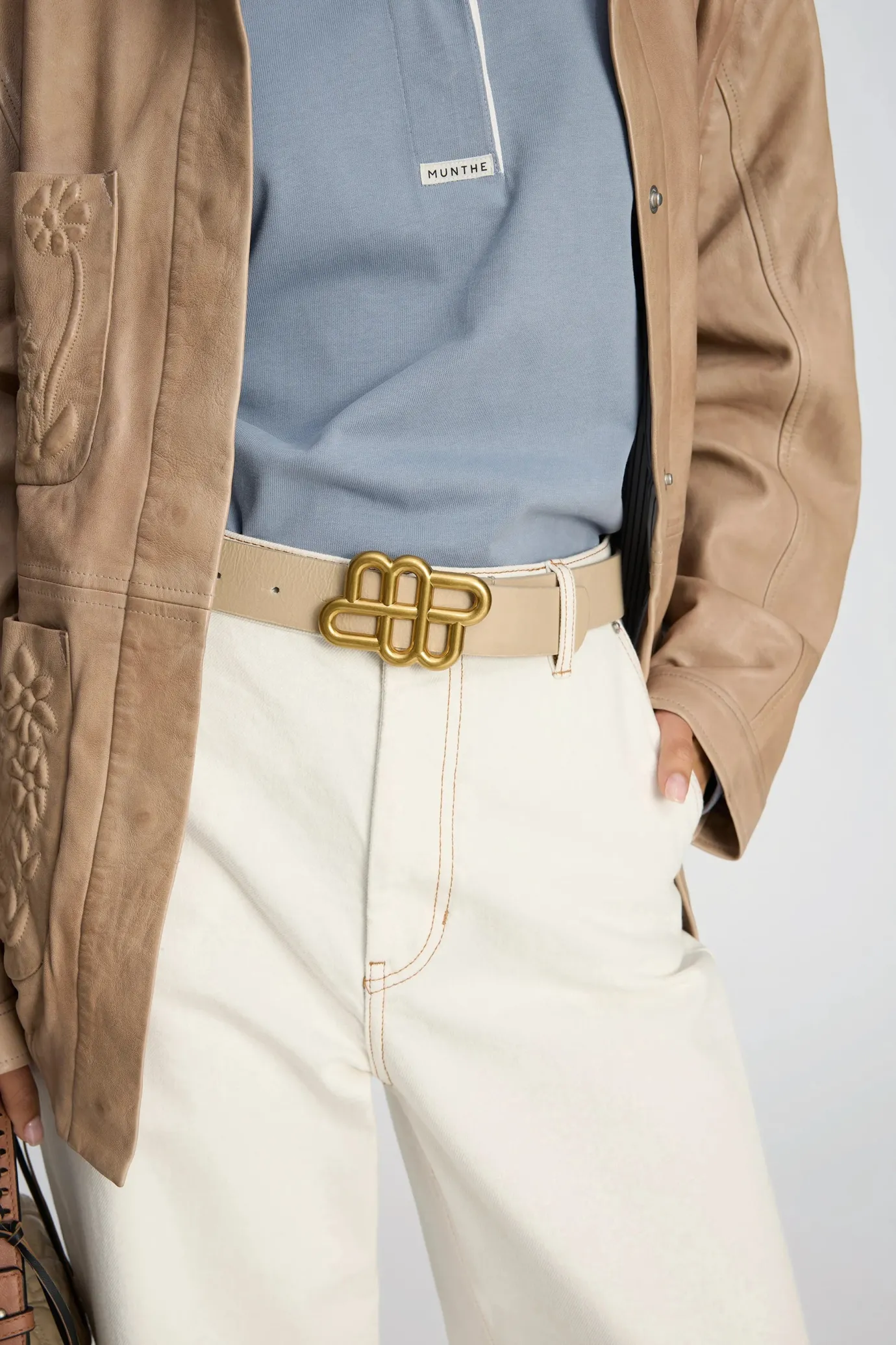 Latter Beige Leather Belt