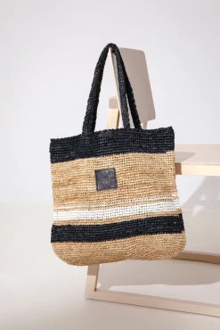 Lea Raffia Striped Straw Bag