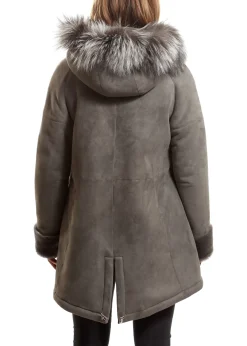 Light Grey Sheepskin Duffle Coat