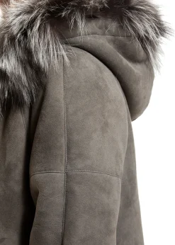 Light Grey Sheepskin Duffle Coat